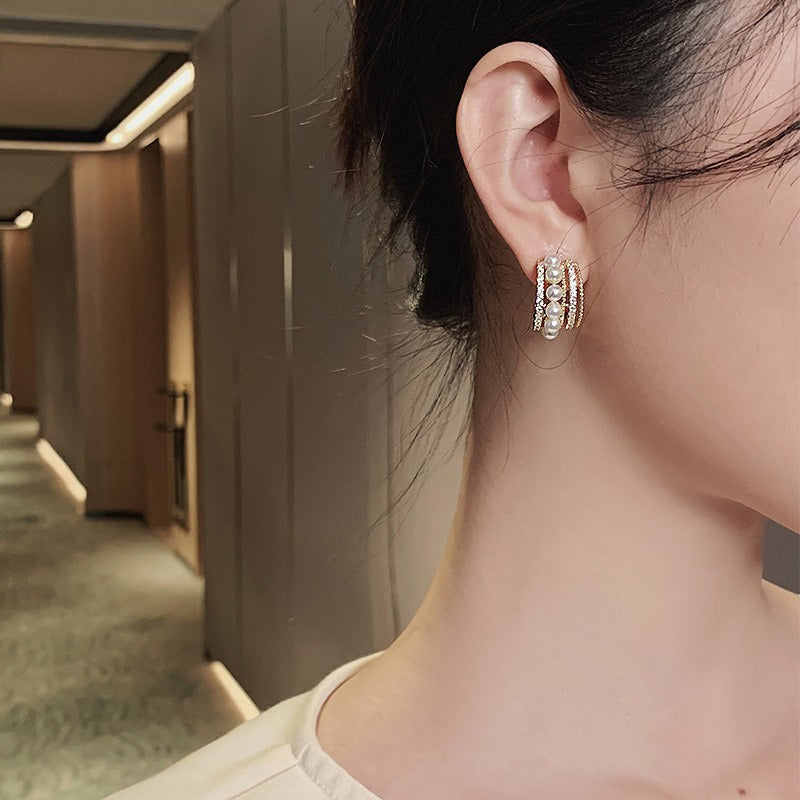 Pearl C-shaped Earrings Korean Fashion Charm Women Earring