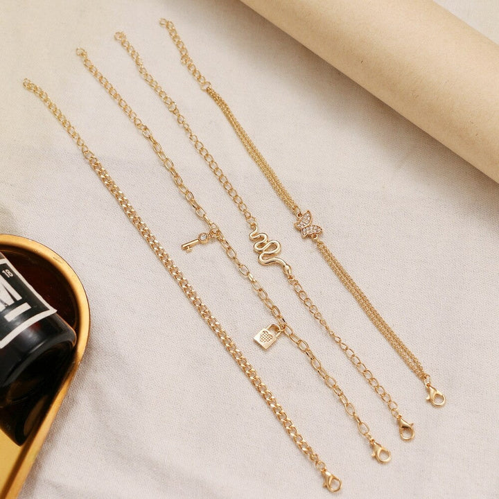 Bohemian Gold Butterfly Chain Anklets Set