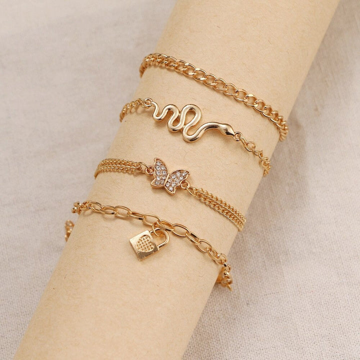 Bohemian Gold Butterfly Chain Anklets Set