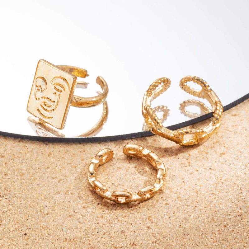 Smiley Face Ring Set