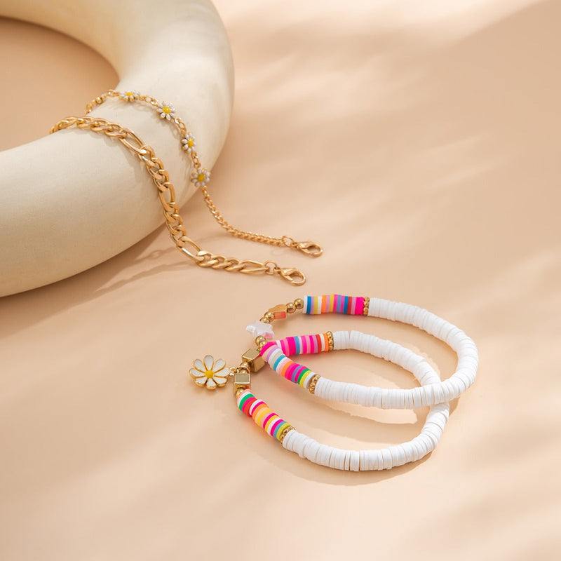 Ethnic Style Colorful Soft Small Daisy Bracelets Set