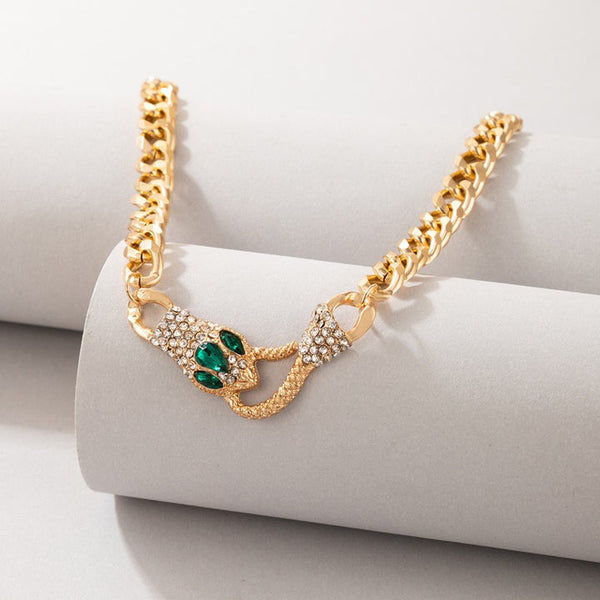 Diamond Simple Snake Bone Necklace