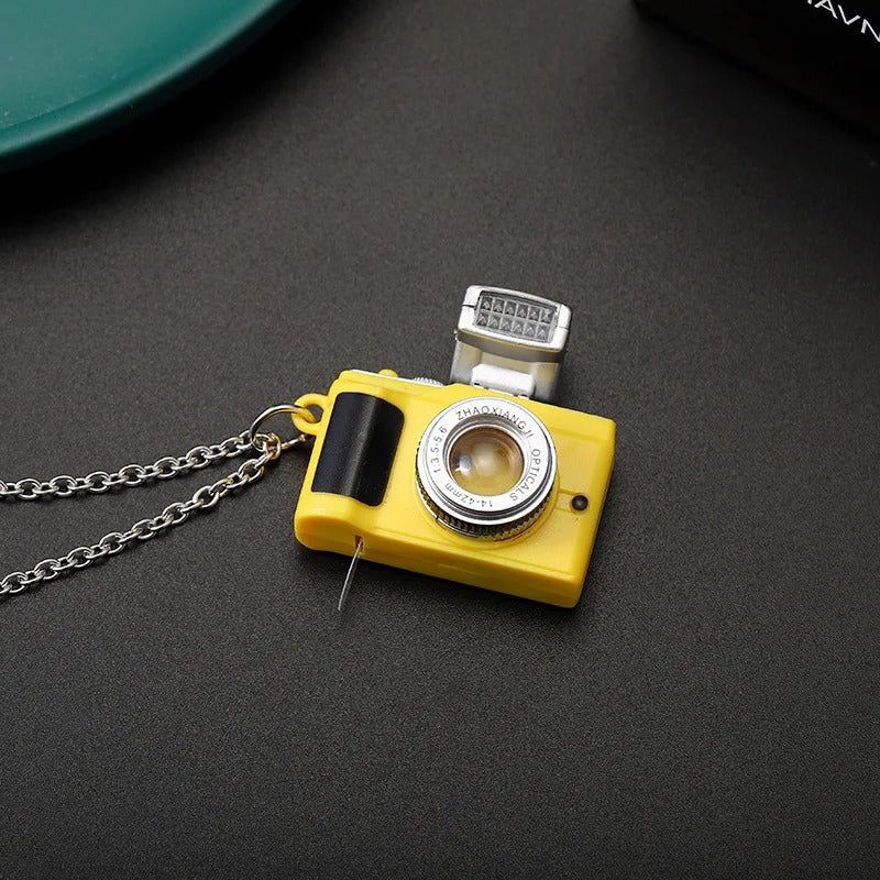 Creative Simulation Kawaii Mini Camera LED Glow Sound Camera Keychain Necklace