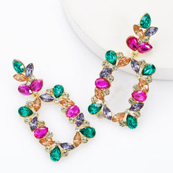 Colorful Square Rhinestone Statement Earring