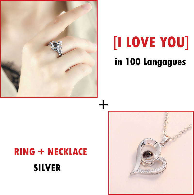 I Love You In 100 Languages Ring + Necklace (Box Included)